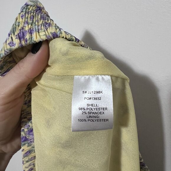 ENGLISH FACTORY Floral Tiered Midi Skirt Cottagecore Prairie Sz L Yellow Purple - Picture 6 of 8